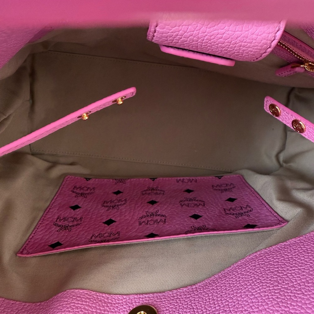 MCM Pink Visetos Structured Top Handle Satchel Like New - Picture 5 of 14